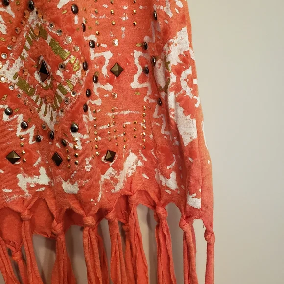 Miss Me Boho fringe top with beads Size Medium - Picture 4 of 9